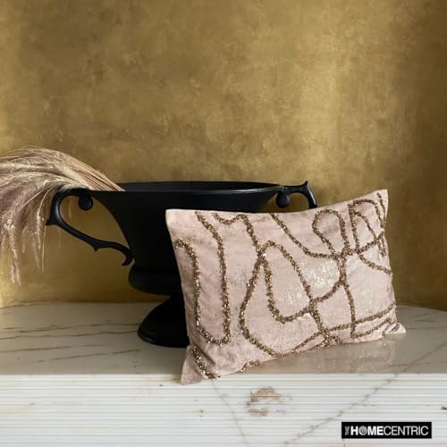 Pack of 2 Decorative Lumbar Pillow Cover Gold, Hand Embroidery Oblong Pillow - Image 4