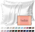 LYSHIN White Silk Pillow Cases 2 Pack Standard Size by LYSHINSILKPILLOWCASES