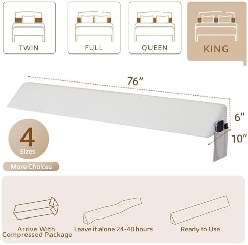 Bedluxe King Bed Wedge Pillow for Headboard, Fill The Gap - Image 5