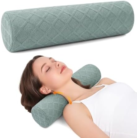 3.1" Small Neck Roll Memory Foam Pillow Cylinder, Detachable Cover by Unknown