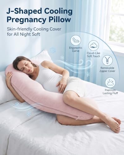 YZ HOME Cooling J Shaped Pregnancy Pillow, Removable Cover - Image 2