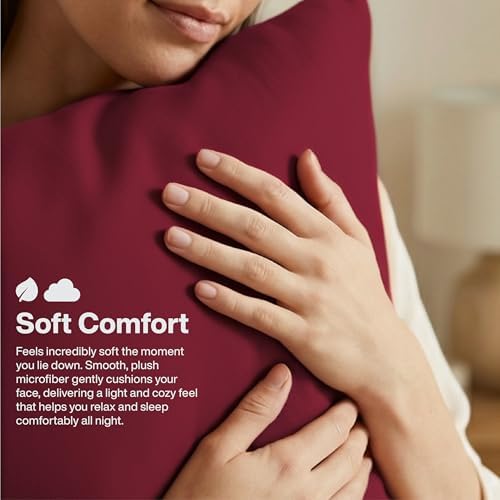 QUEENSBAY King Pillow Cases Set of 2, Microfiber Cooling Pillowcases, Soft - Image 6