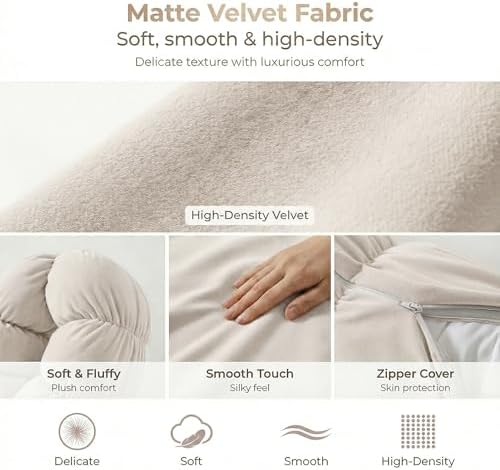 Pat. Pend. Long Bolster Pillow for Bed, 39 Inch, Misty White - Image 5