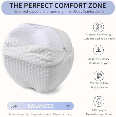 Side Sleeper Heart-Shaped Knee Pillow, Memory Foam Leg Positioning Pillow - Image 3