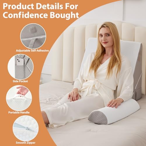 BIEEZZK Wedge Pillow Set for After Surgery, Wedge Pillow for Acid Reflux - Image 4