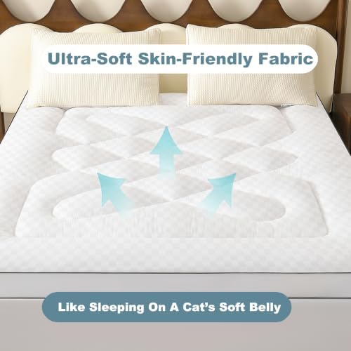 Twin Size Mattress Topper, Quilted Fitted Machine Washable Bed Mattress Pads - Image 4