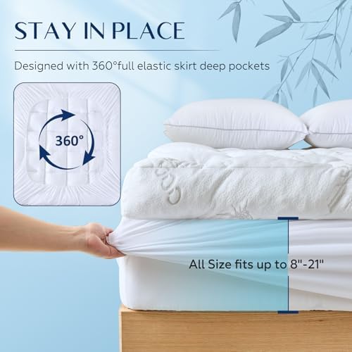 5 Inch Cooling Bamboo Mattress Topper Full Size, 54x75 in, 2000 GSM - Image 6