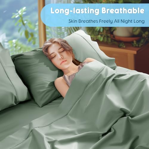 SONORO KATE 1000 Series 100% Egyptian Cotton Queen Sheets, Extra Deep Pocket - Image 6
