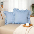 JoraLion Ruffled Throw Pillow Cover 24x24 Solid Light Blue by JoraLion
