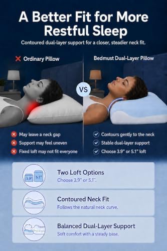 Memory Foam Pillow, Cooling Cover, Ergonomic Neck Support, Queen Loft 5.1" - Image 6