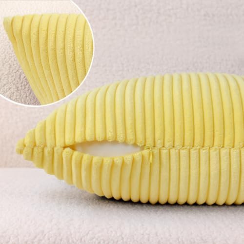 Mecatny Corduroy Throw Pillow Covers 22x22 Set of 2 Sundress Yellow - Image 5
