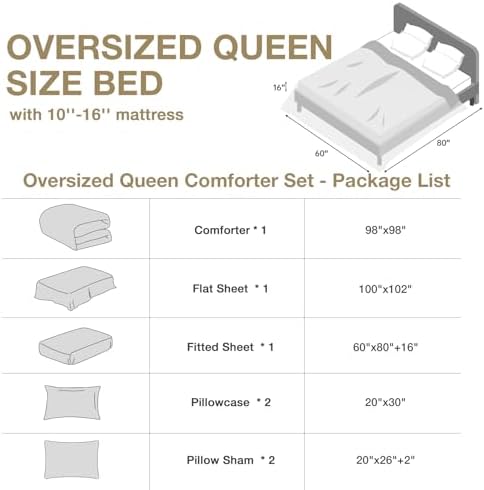 HYMOKEGE Lake Blue Oversized Queen Comforter Set Seersucker 7 Pieces, All - Image 5