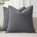 decorUhome Fall Dark Grey Linen Throw Pillow Covers 16x16 Set of 2 by decorUhome