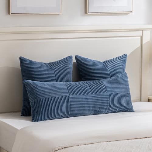 Fancy Homi 2 Packs Dusty Blue Euro Decorative Throw Pillow Covers 26x26 Inch - Image 5