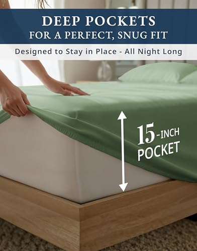LANE LINEN Sateen Sheets Queen Size 100% Egyptian Cotton - Image 6