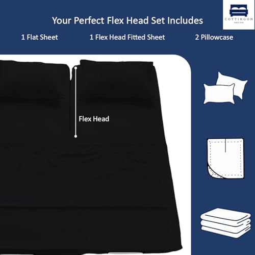 4 Piece Flex Head King Sheet Set 34" Top, 100% Egyptian Cotton - Image 3