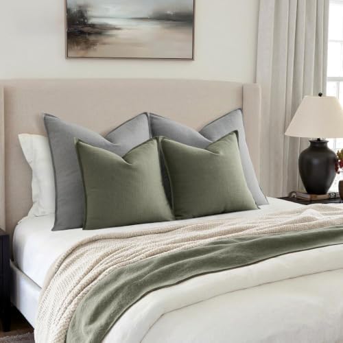 MIULEE Thick Textured Decorative Throw Pillow Covers 18x18 Inch Olive Green - Image 5