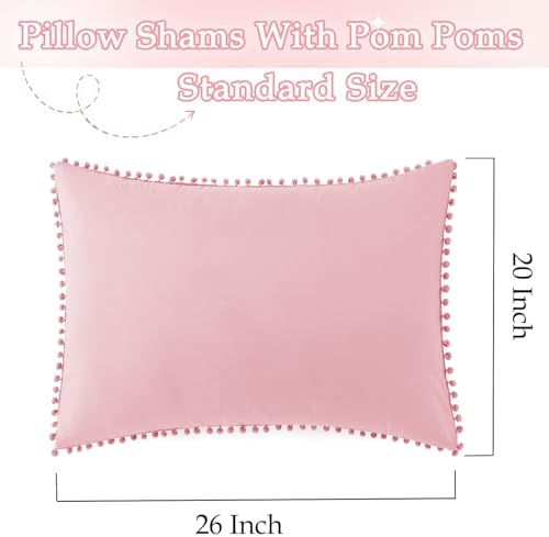 Pom Poms Pillow Shams Standard Size Set of 2, Soft Microfiber Shams Cover - Image 3