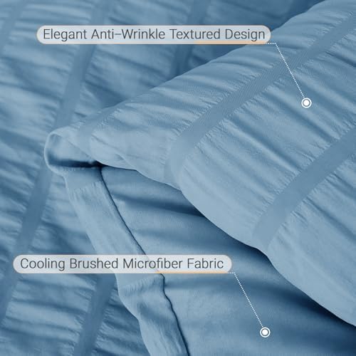 MUXHOMO 5 Pieces Twin Comforter Set, Seersucker Bed in a Bag Twin Size - Image 5