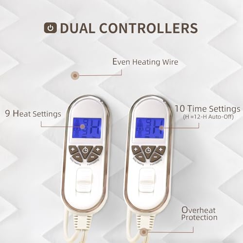 Bwarm Premium Multi-Zone Electric Heated Mattress Pad King Size, Dual - Image 4
