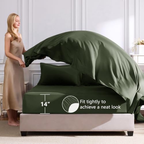 CozyLux Full Comforter Set 82"x86" Dark Green - Image 5