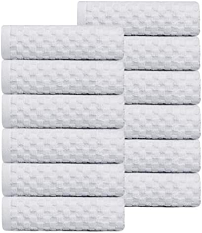 COTTON CRAFT Euro Spa Waffle Wash Cloth - Set of 12 White Washcloth by COTTONCRAFT