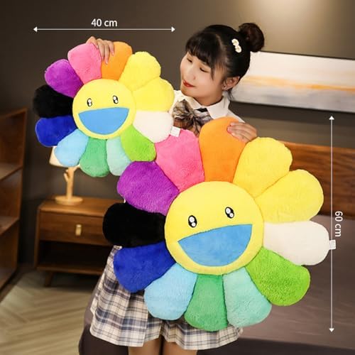 FIONOUT Smile Face Flower Pillow, Decorative Throw Pillows, 15.7 Inch - Image 2