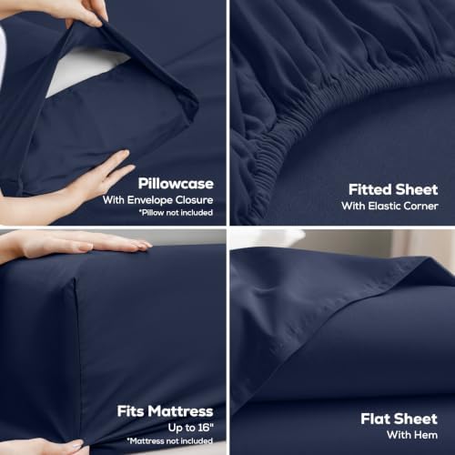 Queen Sheets Set, 4 Pieces 16" Deep Pocket Hotel Luxury Bed Sheets - Image 3