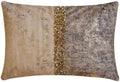 Pack of 2 Decorative Lumbar Pillow Cover Ivory & Gold, Sequins Embroidered by TheHomeCentric