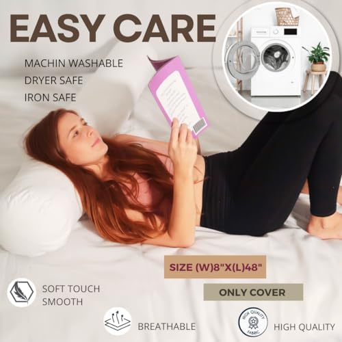 48x8 Round Pillowcase, Brushed Microfiber Bolster Cover - Image 3