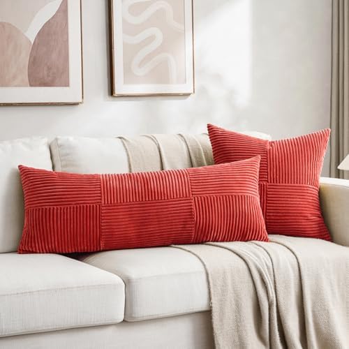 Fancy Homi 2 Packs Red Decorative Throw Pillow Covers 18x18 Inch - Image 6