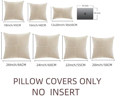 Fancy Homi 2 Packs Tan Samll Decorative Throw Pillow Covers 14x14 Inch - Image 6