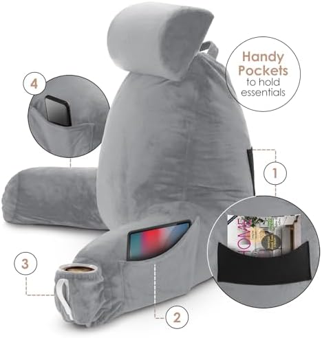 Nestl Reading Pillow with Shredded Memory Foam Includes 2 Neck and Lumber - Image 4