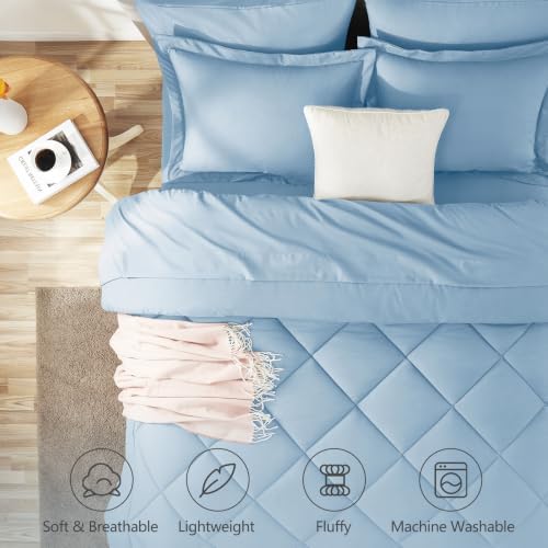 CozyLux Queen Comforter Set 88"x88" Baby Blue - Image 2