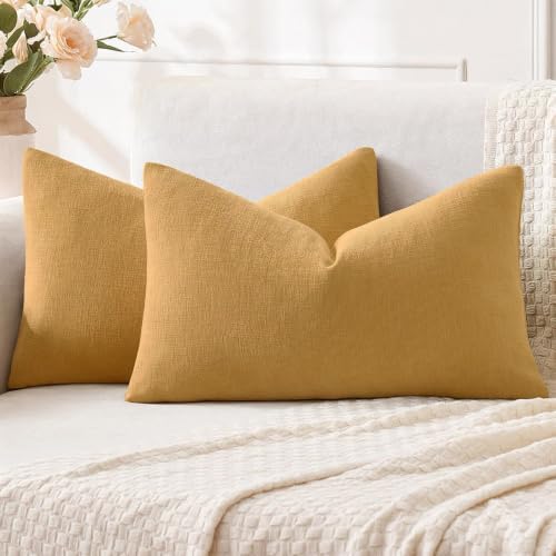 MIULEE Apricot Brown Chenille Couch Lumbar Throw Pillow Covers by MIULEE
