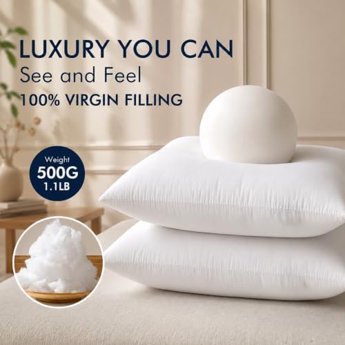 Ridhi White Throw Pillow Inserts, 18x18 Inch, Down Alternative - Image 2