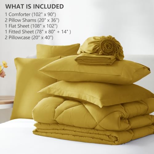 CozyLux King Comforter Set 102"x90" Mustard Yellow - Image 6
