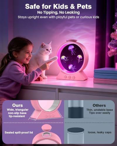 Jellyfish Lamp for Sleep Anxiety Calming Night Light for Bedroom(Pink) - Image 6