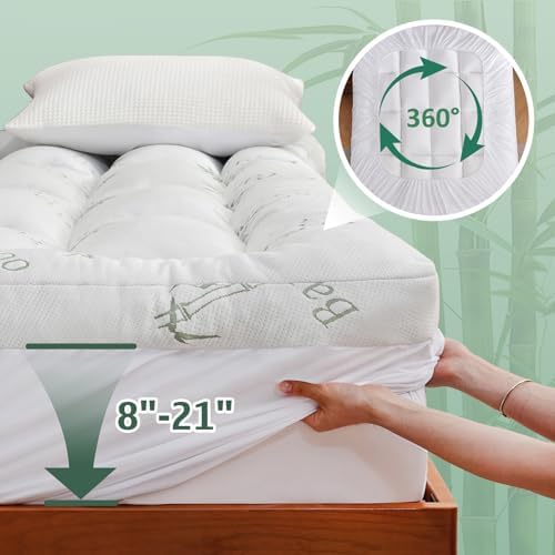 DOWNCOOL 3 Inch King Mattress Topper, Breathable Bamboo Viscose Air Layer - Image 6