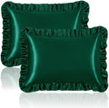 Homiest Blackish Green Ruffle Satin Pillowcase Set of 2 by Homiest