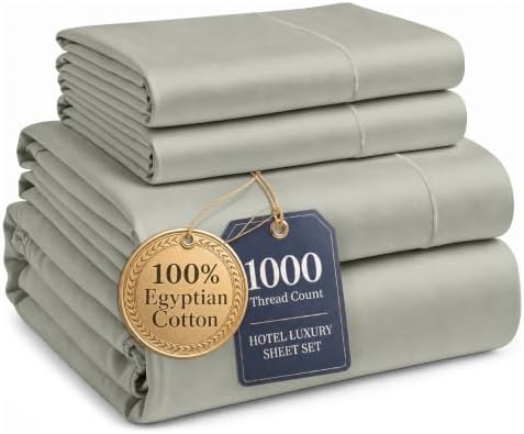 LANE LINEN King Sheets Cooling 100% Egyptian Cotton Sateen by LaneLinen