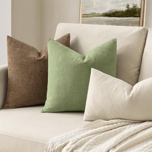 MIULEE Sage Green Chenille Couch Throw Pillow Covers - Image 2