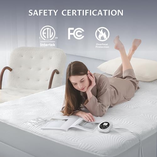 Heated Mattress Pad Twin XL, 3D Air Fabric, Preheat & Memory - Image 4