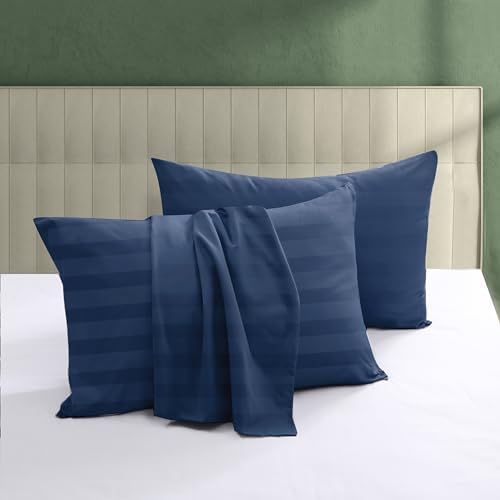 100% Egyptian Cotton Pillow Protectors Set of 2, 600 Thread Count King Size Bed by ShunjieHome