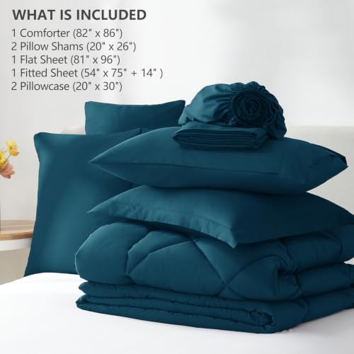 CozyLux Full Comforter Set 82"x86" Lyons Blue - Image 6
