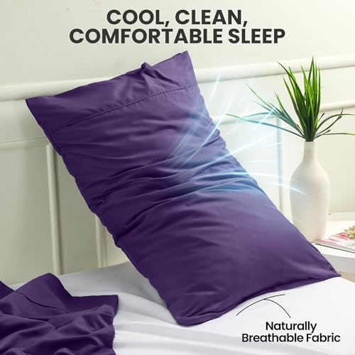 Pillow Covers Queen Set of 4, Soft and Comfy Pillow Cases, Egg Plant - Image 5
