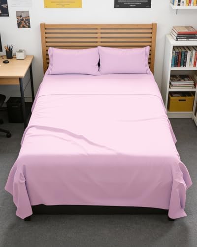 Full XL Sheets - 4 Piece Full XL Sheet Set - Cool & Breathable - Light Pink by CGKUnlimited