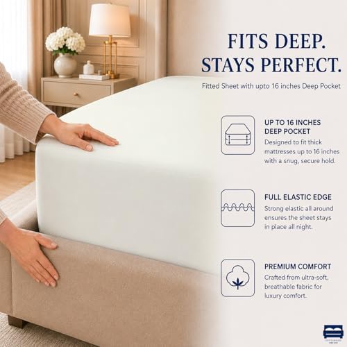 Cottingon 4 Piece Full Sheets Fits 16" Deep, Egyptian Cotton - Image 7
