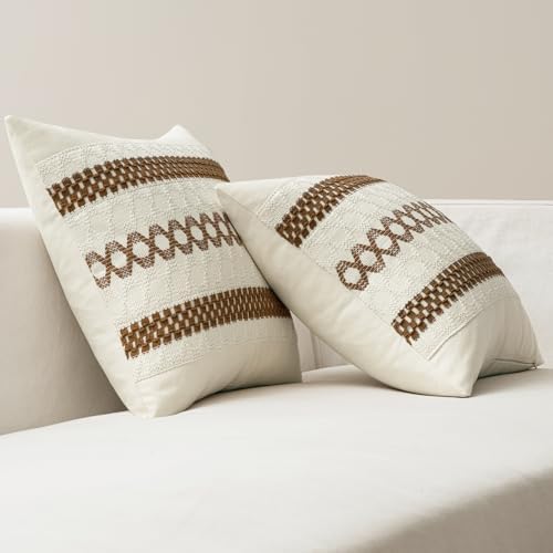 MIULEE Set of 2 Coco Brown Boho Decorative Pillow Covers 18x18 Inch - Image 6