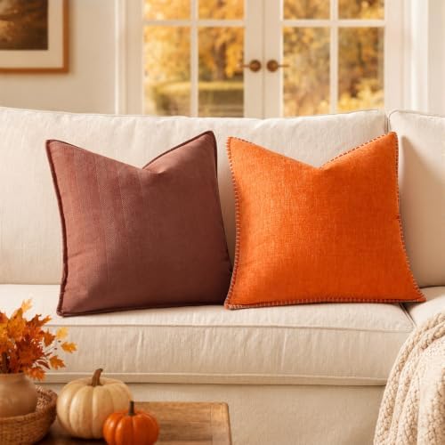 MIULEE Fall Decorative Couch Throw Pillow Covers 18x18 Inch Bright Orange - Image 5